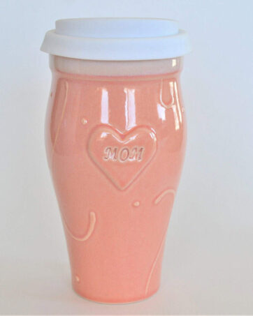 "Mom" Ceramic Large Travel Mug - Pink