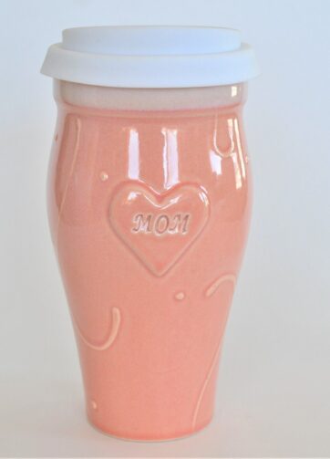 "Mom" Ceramic Large Travel Mug - Pink