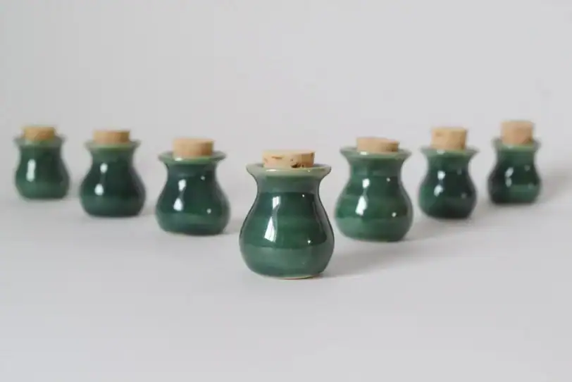 Green Miniature Pot with Tiny Cork - Image 3