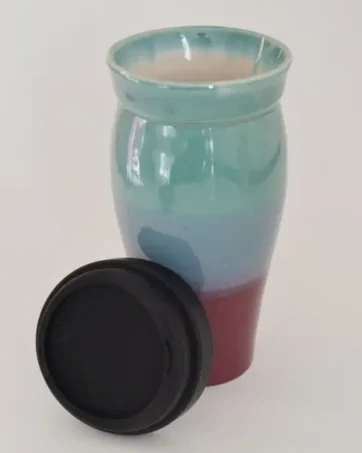 Smooth Glazed 24 oz Travel Coffee Mug - Green and Purple