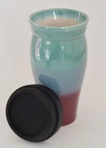 Smooth Glazed 24 oz Travel Coffee Mug - Green and Purple