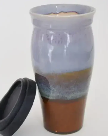 Smooth Glazed 24 oz Travel Coffee Mug - Purple and Brown