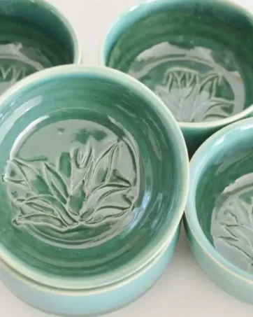 Sun/Agave Copitas de Mezcal, Ceramic 1.8 oz Shot Glass - Green