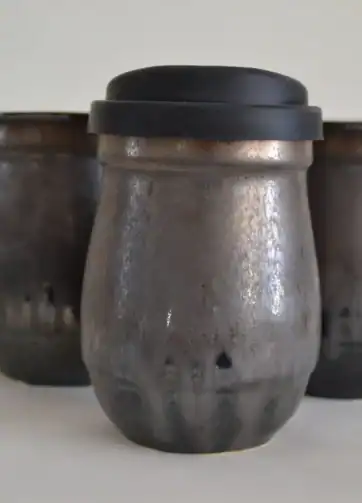 Bronze Black Glazed 14 oz Travel Mug - Small (14 ounces)