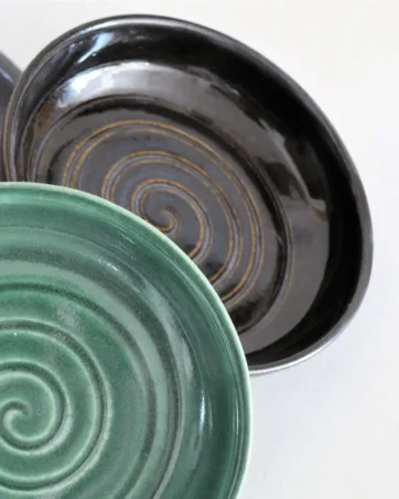 Tapas Dish Ceramic Serving Bowl - Spiral, Black