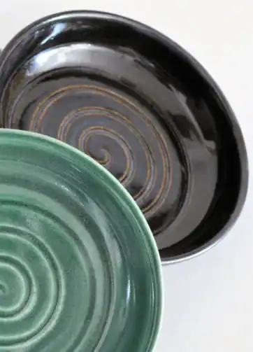 Tapas Dish Ceramic Serving Bowl - Spiral, Black