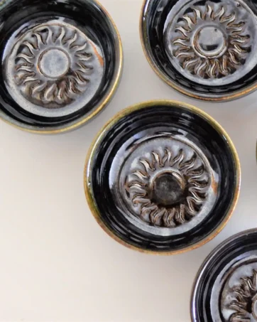 Sun/Agave Copitas de Mezcal, Ceramic 1.8 oz Shot Glass - Black