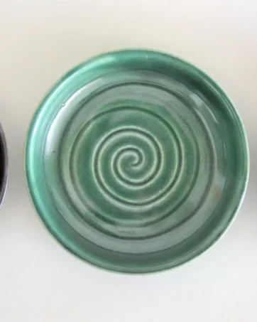 Tapas Plate, Small Appetizer Saucer - Green, Spiral