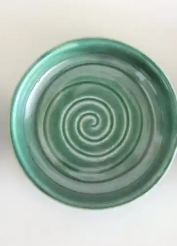 Tapas Plate, Small Appetizer Saucer - Green, Spiral