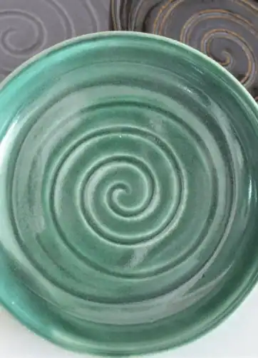 Tapas Dish Ceramic Serving Bowl - Spiral, Green