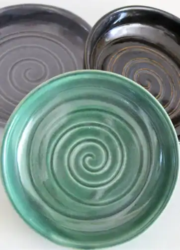 Tapas Plate, Small Appetizer Saucer - Black, Spiral