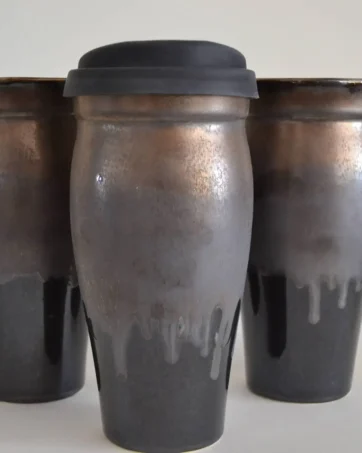 Bronze Black Glazed 14 oz Travel Mug - Large (24 ounces)