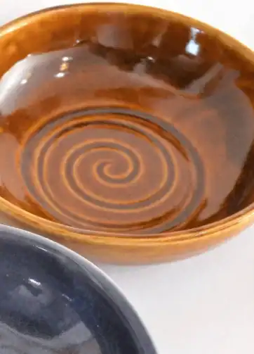 Tapas Dish Ceramic Serving Bowl - Spiral, Brown