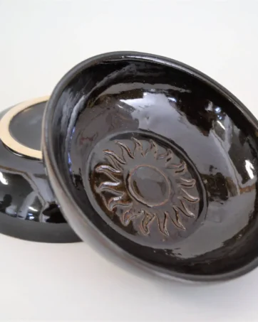 Tapas Dish Ceramic Serving Bowl - Sun, Black