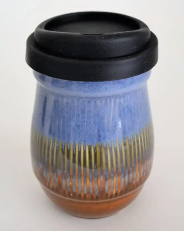 Small 14oz Travel Mug with Slip Design - Blue Brown