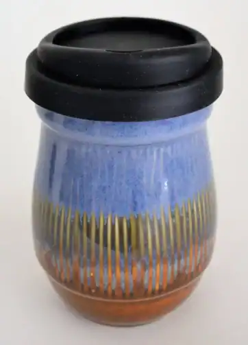 Small 14oz Travel Mug with Slip Design - Blue Brown