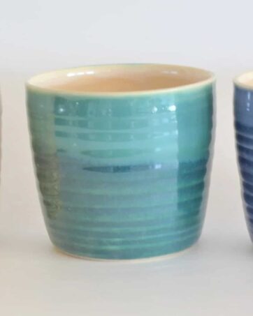 Colorful Ribbed Whisky Glass, 7 oz - Teal