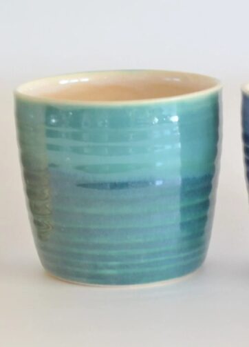 Colorful Ribbed Whisky Glass, 7 oz - Teal