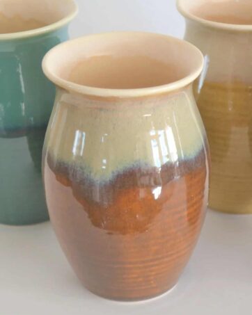 Colorful Jarrito de Barro, Margarita Mug - Brown