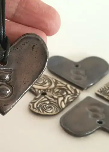 Bronze Heart and Roses Charm Pendant