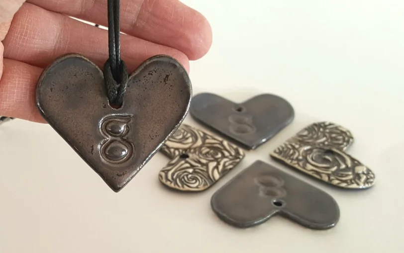 Bronze Heart and Roses Charm Pendant