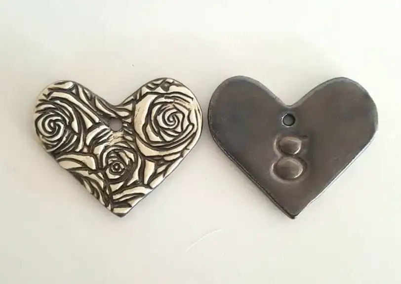 Bronze Heart and Roses Charm Pendant - Image 2