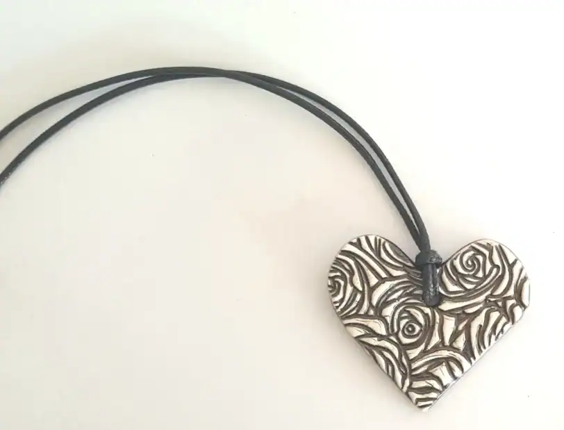 Bronze Heart and Roses Charm Pendant - Image 5