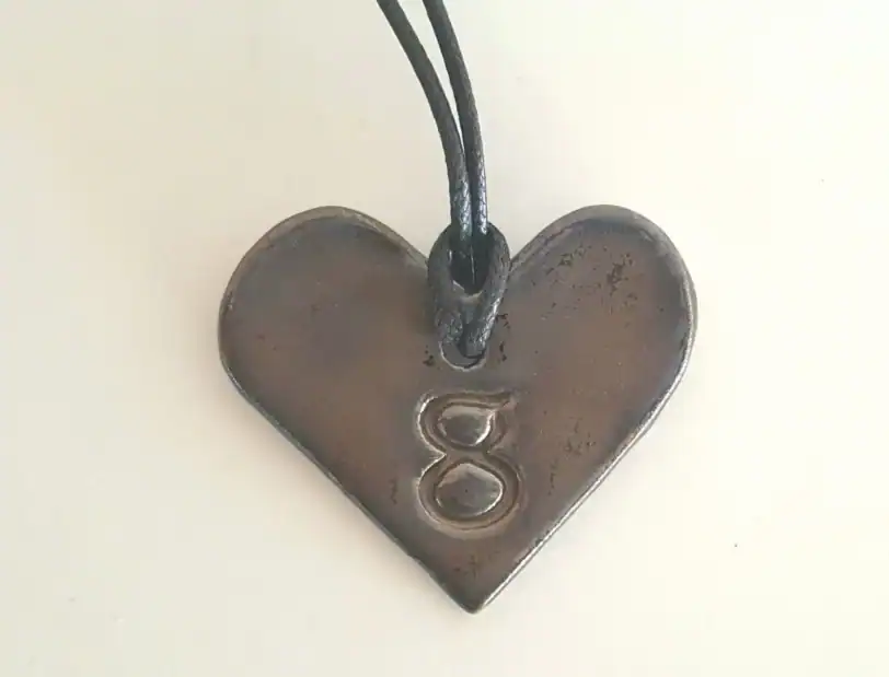 Bronze Heart and Roses Charm Pendant - Image 6