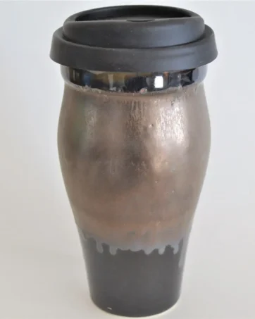 Bronze Black Glazed 14 oz Travel Mug - Medium (16 ounces)