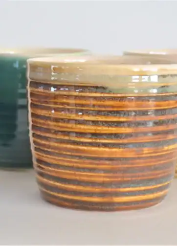 Colorful Ribbed Whisky Glass, 7 oz