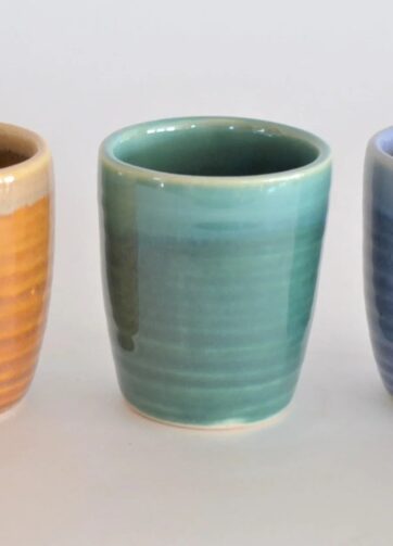 Colorful Ceramic Shot Glass, 1.8 oz - Teal