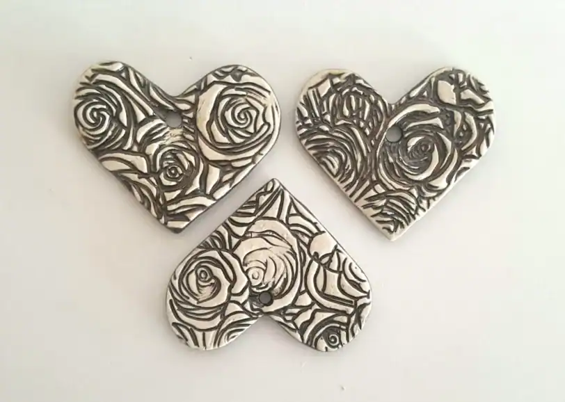 Bronze Heart and Roses Charm Pendant - Image 4