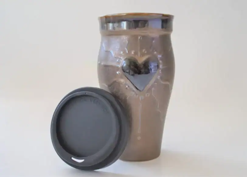 16 oz. Bronze Heart Personalized Travel Mug - Image 2