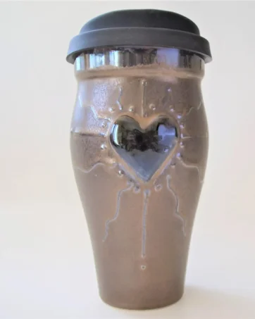 16 oz. Bronze Heart Personalized Travel Mug