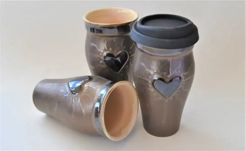 16 oz. Bronze Heart Personalized Travel Mug - Image 5