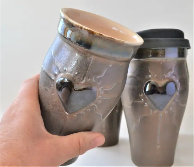 16 oz. Bronze Heart Personalized Travel Mug - Image 6