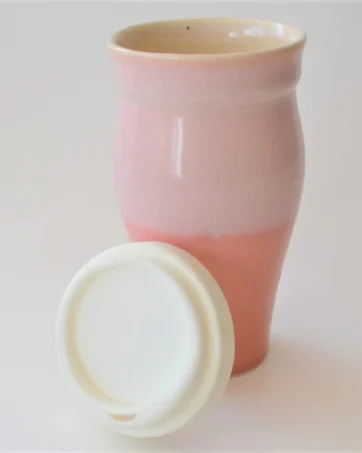 Split Dipped 16 oz Ceramic Travel Mug - Pink