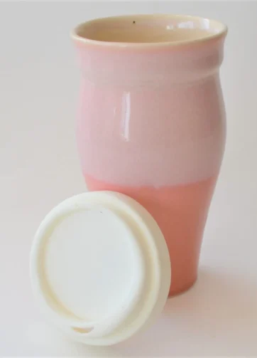 Split Dipped 16 oz Ceramic Travel Mug - Pink