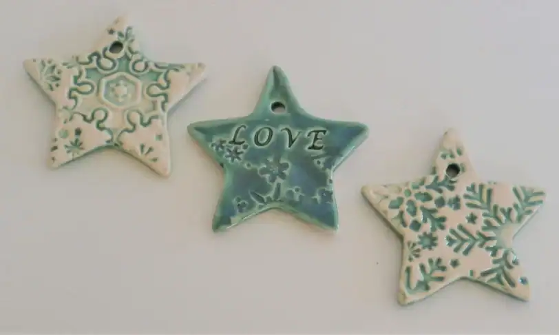 Set of 3 Ceramic Star Holiday Ornaments & Gift Tags - Image 4