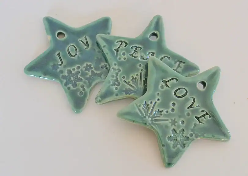 Set of 3 Ceramic Star Holiday Ornaments & Gift Tags - Image 6
