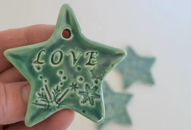 Set of 3 Ceramic Star Holiday Ornaments & Gift Tags - Image 3