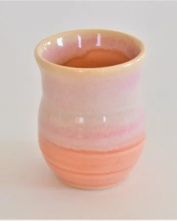 Miniature Decorated Pot, Hand-thrown Bud Vase, 2" tall - Pink