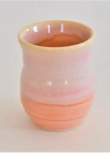 Miniature Decorated Pot, Hand-thrown Bud Vase, 2" tall - Pink