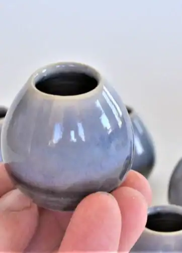 Blue Grey Miniature Hand-Thrown Little Bud Vase, 1 1/4" tall