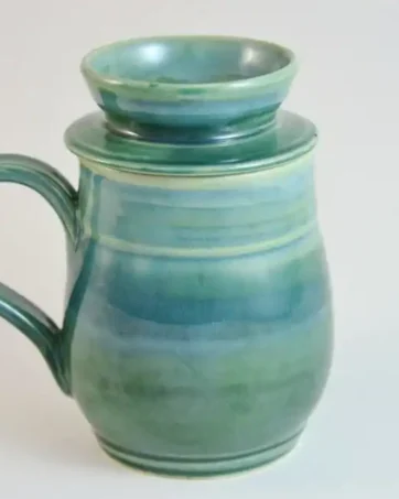 Handmade Travel Mug with Tea Strainer - Green