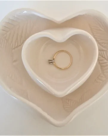 Anniversary Wedding Gold Nesting Heart Dish Set - Plain