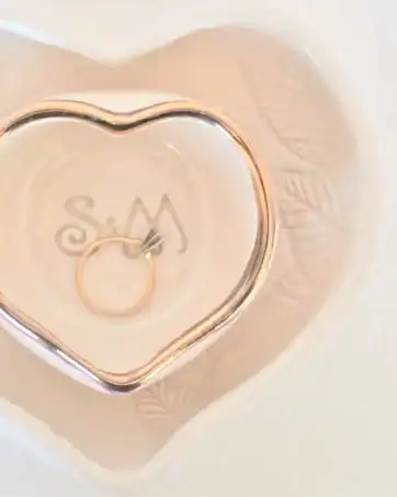 anniversary wedding gold gift, nesting heart dish