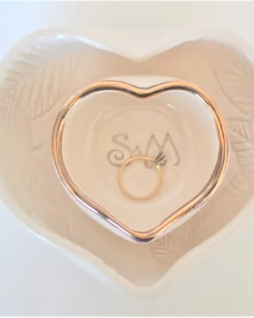 Anniversary Wedding Gold Nesting Heart Dish Set - Plain w/ Gold
