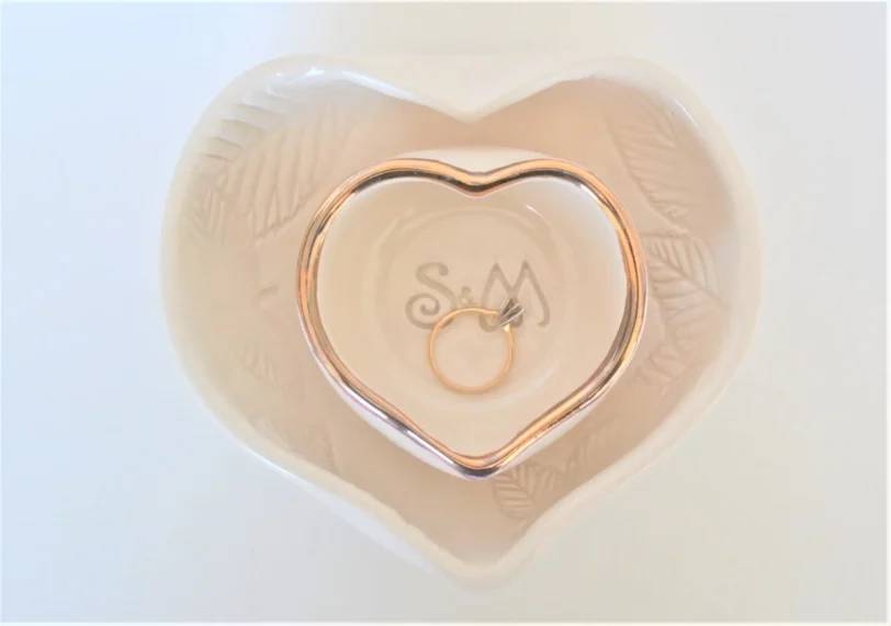 Anniversary Wedding Gold Nesting Heart Dish Set - Image 2
