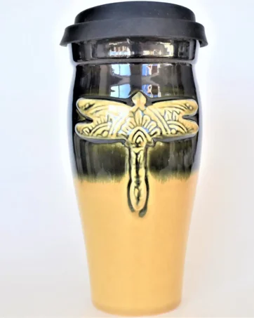 Dragonfly Large 24 oz Pottery Travel Mug